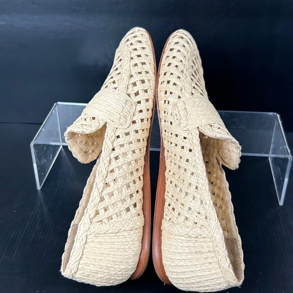 Vince. Size 8 Davis Woven Raffia Loafers Flats Beige Slip On Shoes - Picture 7 of 13